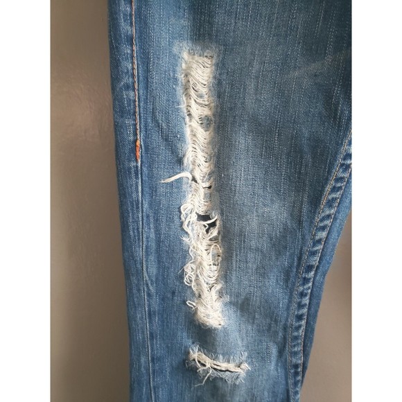 True Religion Jeans Women’s 27 Blue  Bell Bottom Distressed 100% Cotton - Picture 4 of 10